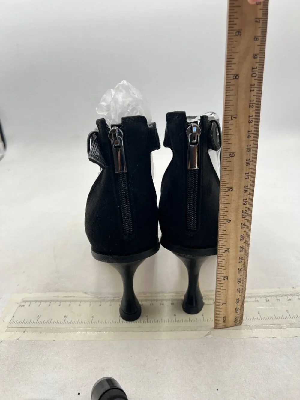 FSJ Black Cut Out High Heeled Peep Toe Buckle Cocktail Party Dress Pumps